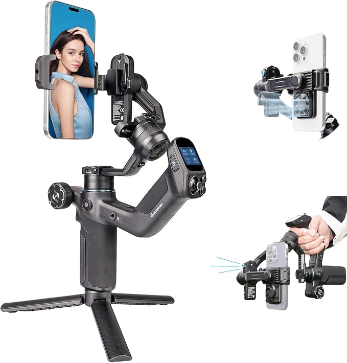 FeiyuTech SCORP Mini 3 Gimbal Stabilizer for Smartphone, Built-in AI Tracking Module & Cooling Fan, 2KG Payload 3-Axis Phone Gimbal with Integrated Grip Design, Gimbal Stabilizer for iPhone & Android by Unknown