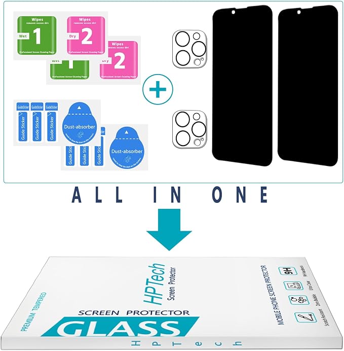 2+2 Pack Privacy Screen Protector for iPhone 13 Tempered Glass | Anti-Spy Privacy Protection, with Camera Lens Protector, Anti Scratch, Bubble Free - Image 5