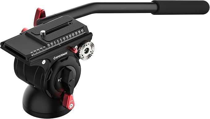 IFOOTAGE Komodo K5S Fluid Head Video Head Pan Tilt Mount | Aluminum Fluid Head Mount for DSLR Camera Camcorder Monopod Tripod, Professional Pan Tilt Tripod Head, Payload 5KG/11lb by IFOOTAGE