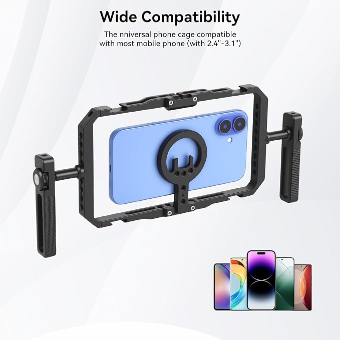 UTEBIT Quick Release Phone Cage, Smartphone Video Rig Kit with Handles | Aluminum Handheld Filmmaking Vlogging Case Stabilizer for Videomaker, for iPhone 17/16/15, for Android Phones, Samsung - Image 4