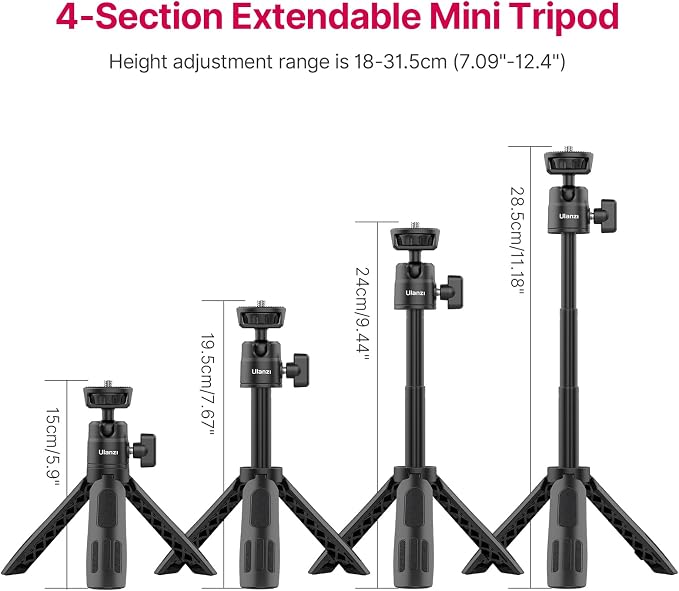 ULANZI M12 Selfie Stick for Action Camera, Portable Phone Tripod Stand with Phone Mount Action Camera Adapter 360° Ball Head, Mini Hand Grip Compatible with GoPro Hero series Smartphone DJI OSMO GoPro - Image 2