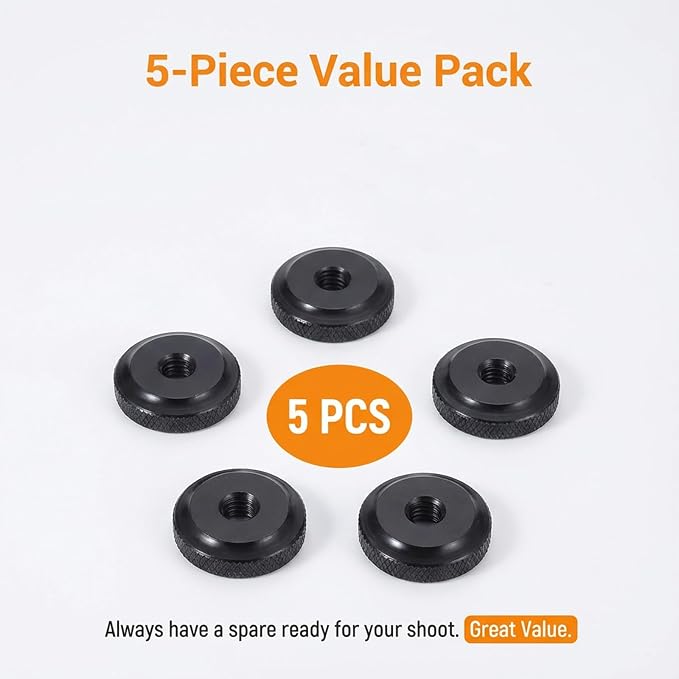 5 PCS Thumb Nuts 1/4-20 Female Screw Knob Knurled Wheel Lock Nut Knob Screws Air Cleaner Wing Nut Mount Adapter Spacer for 1/4 Inch Hot Shoe Flash Stand Tripod Camera Rig Stick Photography - Image 6