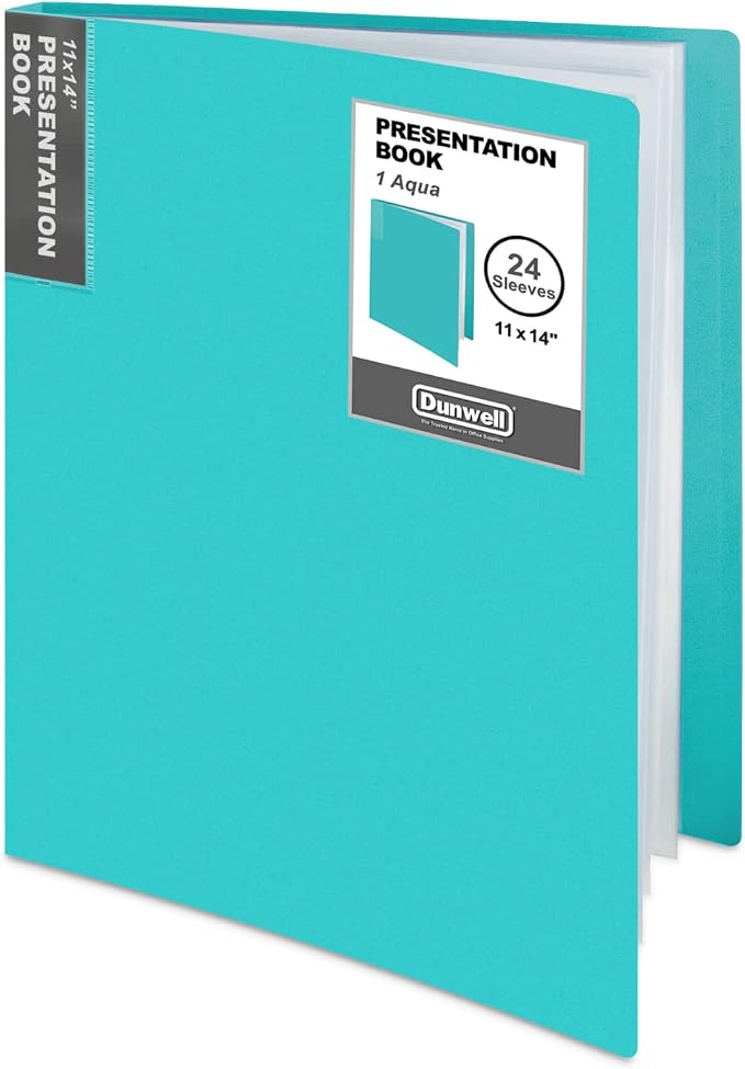 Dunwell 11x14 Art Portfolio Binder, 24 Pockets, Acid-Free, Aqua | Clear Plastic Sleeves, Presentation Book, For Documents, Certificates & School Artwork - Image 8