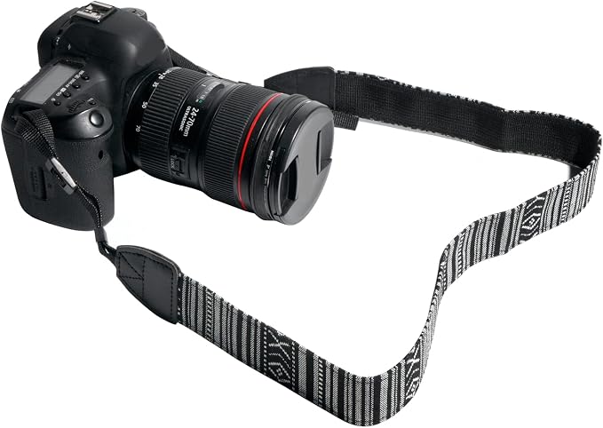 Camera Strap Canvas BlackWhite Shoulder Strap with Release Buckles | Adjustable Vintage Neck Shoulder Carrying Strap with Quick Release Buckles for DSLR SLR Most Digital Cameras - Image 9