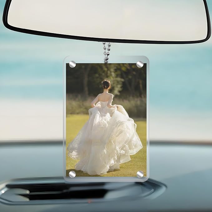 2Pcs Car Hanging Photo Holder Universal Magnetic Car Picture Frame Rear View Mirror Accessories Ornaments Decor Personalized Acrylic Transparent for Dads Gift - Image 4