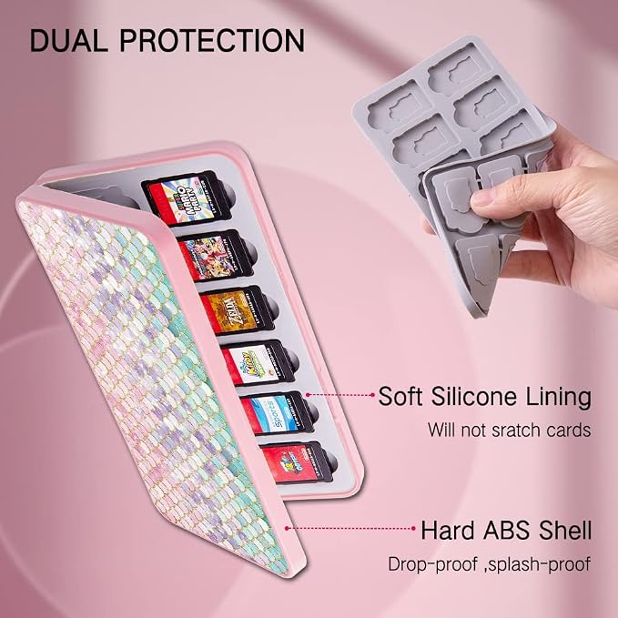 PERFECTSIGHT Switch Game Case Compatible with Nintendo OLED & Lite 24 Game Holder，Cute Switch Game Card Case Cartridge with 24 Slots Storage (Colorful Scale) - Image 2