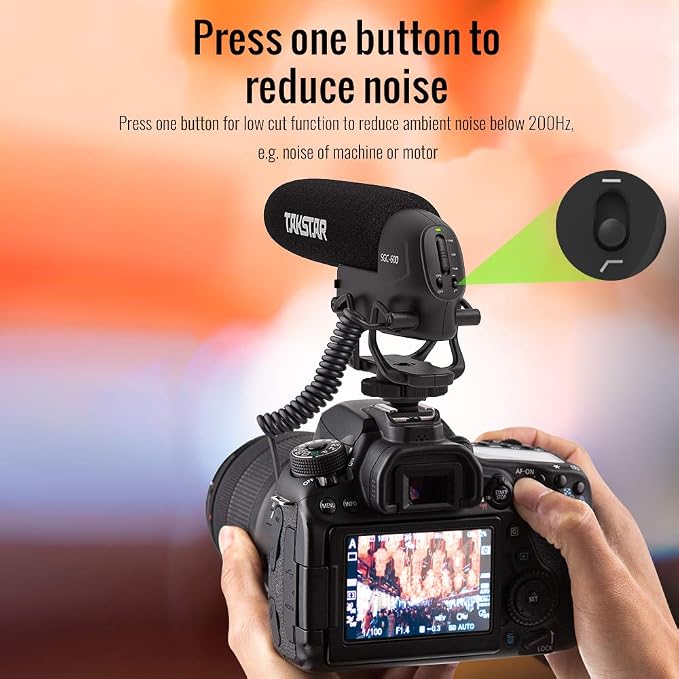SGC-600 On-Camera Condenser Interview Microphone 3.5mm Plug with Windscreen Cold Shoe Mount Compatible with Canon Nikon Sony DSLR Cameras Camcorders - Image 6
