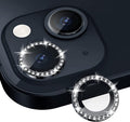 for iPhone 13/13 Mini Camera Lens Protector Bling Diamond, Black | Individual Metal, 9H Hardness, Scratch Resistant, Shockproof, Drop Protection, Case Friendly, Stylish Accessories by Xfilm