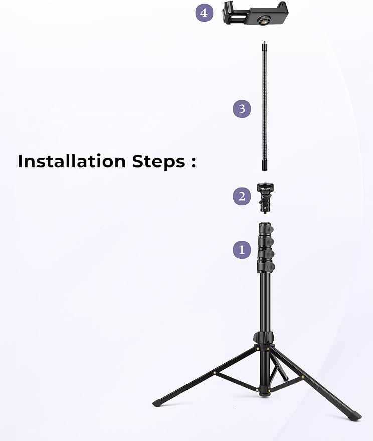 Phone Tripod Stand, 81" Tall Cellphone Tripod for iPhone with Gooseneck | Flexible Portable Phone Stand for Recording with Remote, Compatible with iPhone 17 16 15 Pro Android Camera - Image 9