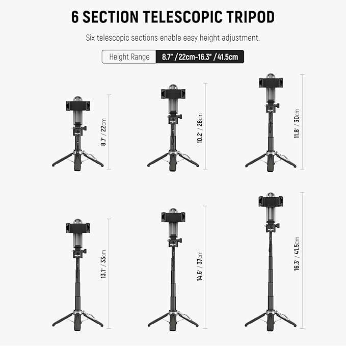 NEEWER Selfie Stick with Detachable Bluetooth Remote Shutter, Lightweight Foldable Travel Tripod for iPhone for YouTube/TikTok Vlogs Live Streaming Photography, Black, P15 - Image 2