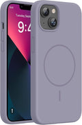 miracase Magnetic for iPhone 13 Case, [Soft Anti-Scratch Microfiber Lining], Compatible with MagSafe, Liquid Silicone Case Shockproof Drop Protection Phone Case for 13, Lavender Gray by Miracase