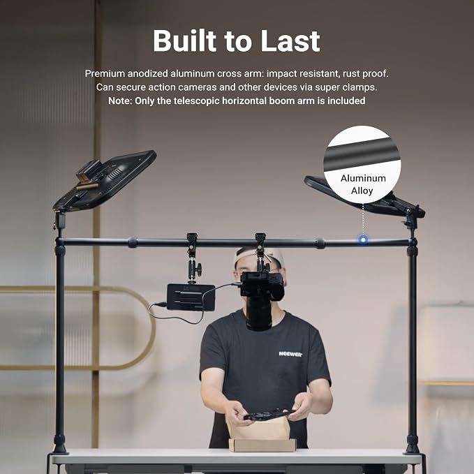NEEWER 2.8-4.9ft Horizontal Boom Arm Only for NEEWER NK002 & NK003 Overhead Desk Camera Mount Rig Webcam Stand, Telescopic Crossarm for Phone Holder LED Light Video Recording Streaming, NK009 - Image 5