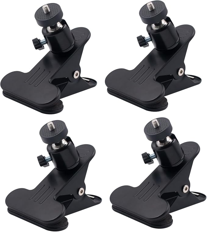 SnowTing 4 PCS Multifunctional Tripod Camera Clamp with 360° Swivel Ball Head and 1/4'' Screw, Flash Holder Photography Accessories for DSLR Video Photoshoot Camera by SnowTing