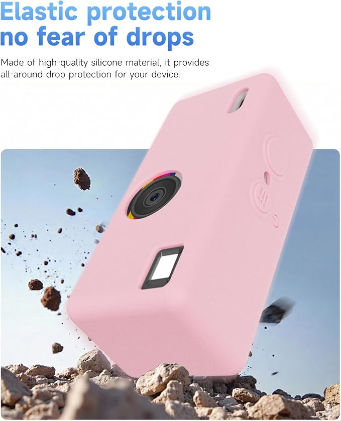 Silicone Case for Kodak CHARMERA Keychain Digital Blind Box accessories,Soft Silicone Protective Case,Comes with Screen Protectors and Wrist Strap - Pink - Image 6