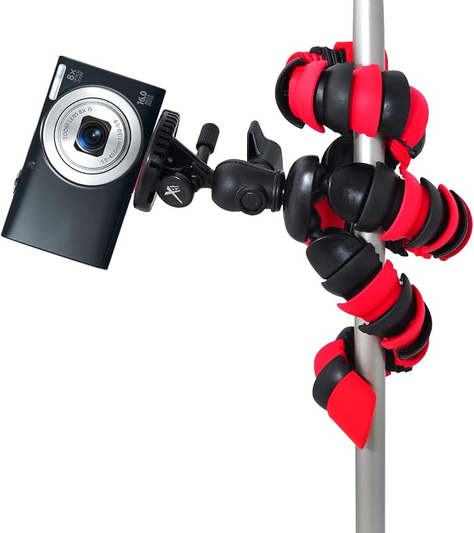 Xit XT12FLXTR 12-Inch Flexible Tripod with Flexible, Wrapable Legs, Quick Release Plate and Bubble Level (Red/Black) - Image 2