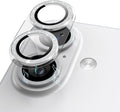 Compatible for iPhone 17 /iPhone 16 /iPhone 16 Plus Camera Lens Protector Glitter, Clear Acrylic Plus Aluminium Alloy Ring 9H Tempered Glass Screen Camera Cover Glitter Silver by KANOSAN