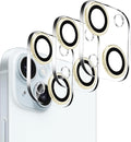 Dengduoduo 3 Pack Tempered Glass Camera Lens Protector for iPhone 15 6.1" & for iPhone 15 Plus 6.7", Ultra HD, 9H Hardness, Anti-Scratch, Case Friendly, Easy to Install[No Affect on Night Shots]-Gold by Dengduoduo