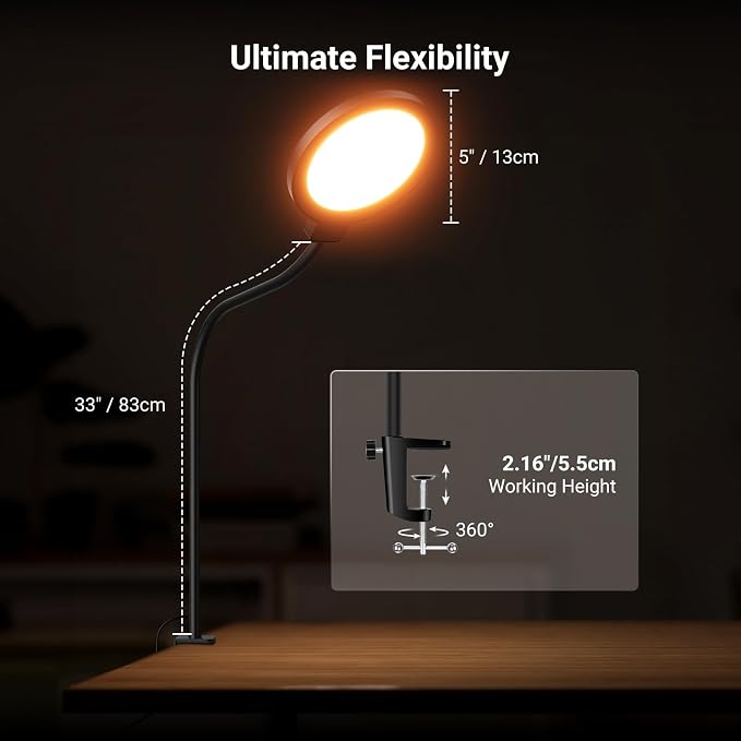NEEWER Entry Level Version 5" Edge Lit Streaming Light with Desk Clamp Stand, 10W Bi Color Full Screen LED Ring Light CRI80+, Computer Laptop Webcam Zoom Call Video Conference Recording Lighting, N32 - Image 4