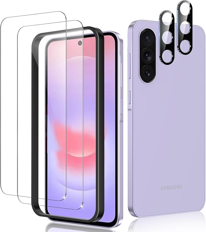 2+2 Pack for Samsung Galaxy A37 5G Screen Protector & Camera Lens Protector, Ultra HD Tempered Glass with Easy Installation Frame, Anti-Fingerprint, Anti-Scratch, Case Friendly, Bubble Free | 2+2 Pack, Ultra HD Tempered Glass, Anti-Fingerprint, Anti-Sc... by RXNMH