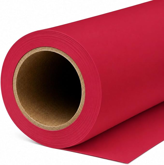 Yizhily Scarlet Photo Backdrop, Seamless Paper, 53 in x 32.8 ft | Product photography; creative sets; event portraits; tabletop shoots; small studio photoshoots by YizhilySeamlessBackgroundPaper