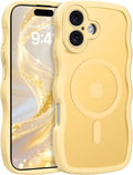 BENTOBEN Magnetic for iPhone 17 Case, Cute Wavy Full Camera Protection [Compatible with MagSafe] Translucent Matte Anti-Slip Bumper Women Girls Boys Protective Cover for 17 6.3", Yellow by BENTOBEN