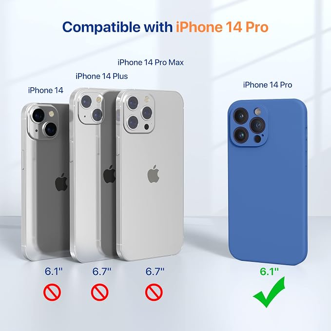 Miracase Silicone for iPhone 14 Pro Case, Sky Blue | Soft Anti-Scratch Microfiber Lining, Premium Silicone Cover Shockproof Drop Protection Phone Case for 14 Pro - Image 6
