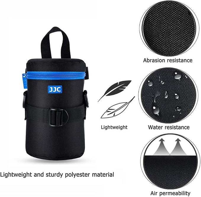 JJC Camera Lens Case Pouch, Padded Bag Fits Lens up to 3.1 x 6.1 (D x L) | for Canon RF 85mm/EF-S 55-250mm/EF 75-300mm/Nikon Nikkor AF-S 55-300mm Lens & More, Waterproof Polyester, with Shoulder Strap - Image 3