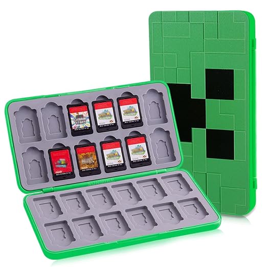 Game Card Case for Nintendo Switch/Switch 2/OLED/Lite, Portable Switch Game Case Magnetic Closure Games Holder with 24 Slots for Games Cards & SD Cards Durable Cartridge Cases Hard Shell, Green by Sunmike