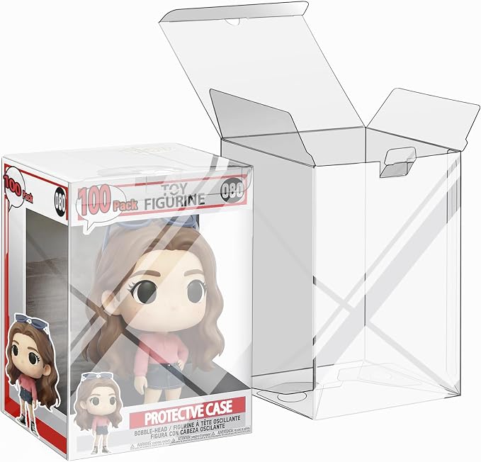 Protector Cases Compatible with Funko, 100 Count Fit 4" Collectible Figures | Stackable Storage, Clear Display Box with Protective Film, 100 Count by Sooez