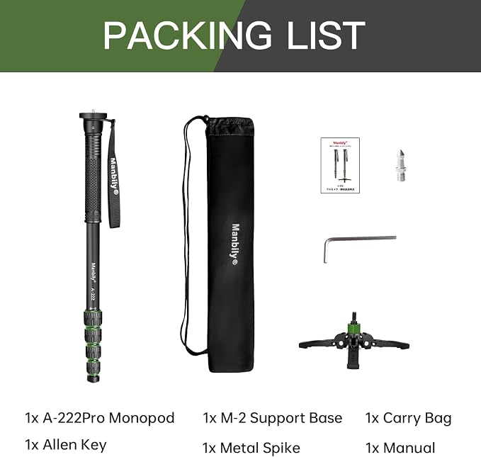 Camera Monopod with Feet, Aluminum Portable Travel Monopod with Removable Tripod Stand Base for DSLR Canon Nikon Sony Video Camcorder (Green) - Image 7
