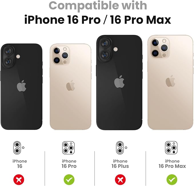 Tensea 3Pcs for iPhone 16 Pro / 16 Pro Max Camera Lens Protector | Tempered Glass Film Lens Cover Screen Protector, HD Clear, Full Edge to Edge, Case Friendly for iPhone 16Pro/16 ProMax - Image 2