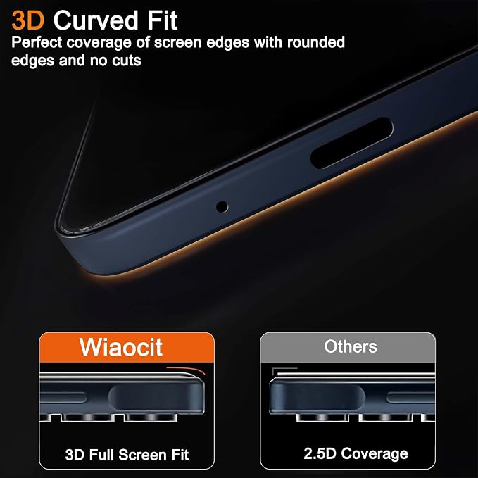 Wiaocit Tempered Glass Screen Protector for Samsung Galaxy A16 5G | 3+3 Pack, 9H Hardness, Camera Lens Protector, Installation Frame, Bubble Free, Case Friendly - Image 5