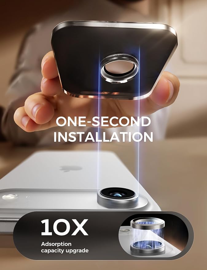 MAGIC JOHN for iPhone Air Camera Lens Protector [Alignment Kit&1:1 Invisible Fit] 9H Aerospace Tempered Glass, Ultra HD, Metal Individual Ring,Set of 2,Sliver - Image 2