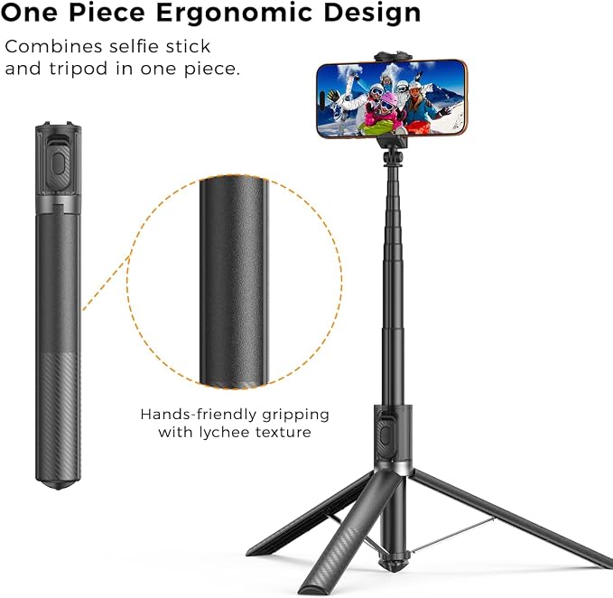 65" Automatic Phone Tripod,Auto-Open and Close Selfie Stick Tripod with Remote, Extendable Cell Phone Stand for iPhone & Android,Lightweight Selfie Stick for Creators,Vloggers,Travel,YouTube - Image 8