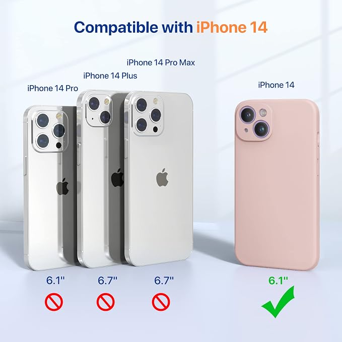 Miracase Silicone for iPhone 14 Case, Sand Pink | Soft Anti-Scratch Microfiber Lining, Premium Silicone Cover Shockproof Drop Protection Phone Case for 14 - Image 2