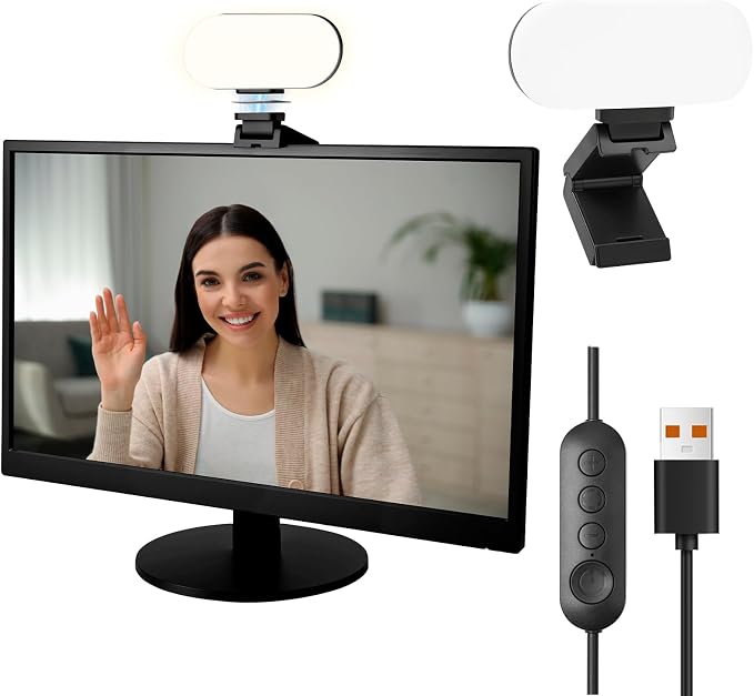 Video Conference Lighting & Computer Light – USB LED Panel for Laptop & Desktop, Plug-and-Play Webcam Light for Zoom, Teams, Streaming & Remote Work, 3 Color Modes & 10 Brightness Levels by GLOUEN
