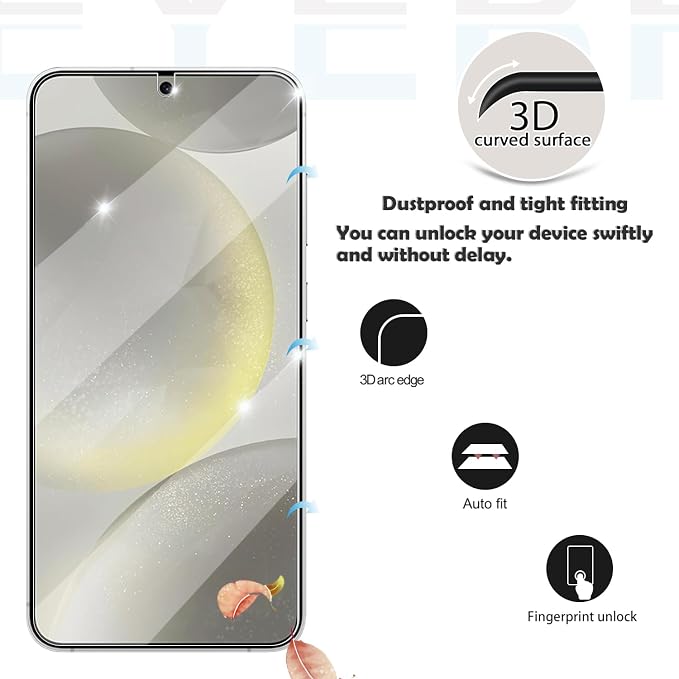 Galaxy S24 Screen Protector + Camera Lens Protector, [2 +2 Pack] [Ultrasonic Fingerprint Unlock] [Case Friendly] Full Coverage Tempered Glass Screen Protector For Samsung Galaxy S24 - Image 3