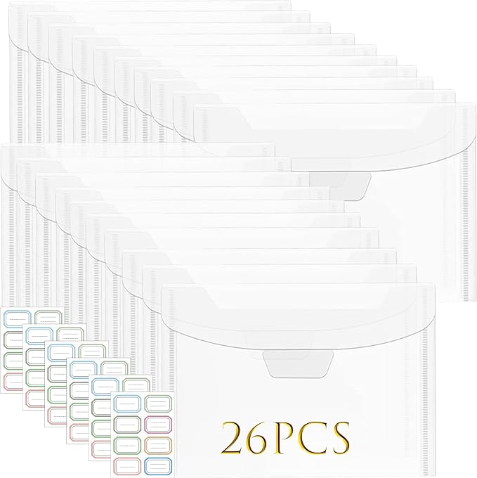 20Pieces Clear Stamp and Die Storage Pockets,48PCS Label Stickers,tamp Storage Bags, Plastic Envelopes,Scrapbooking Storage Die Cuts for Stencil Storage Card Making Cutting Dies Arts Crafts 7x5inch by CYFUNDESIGN