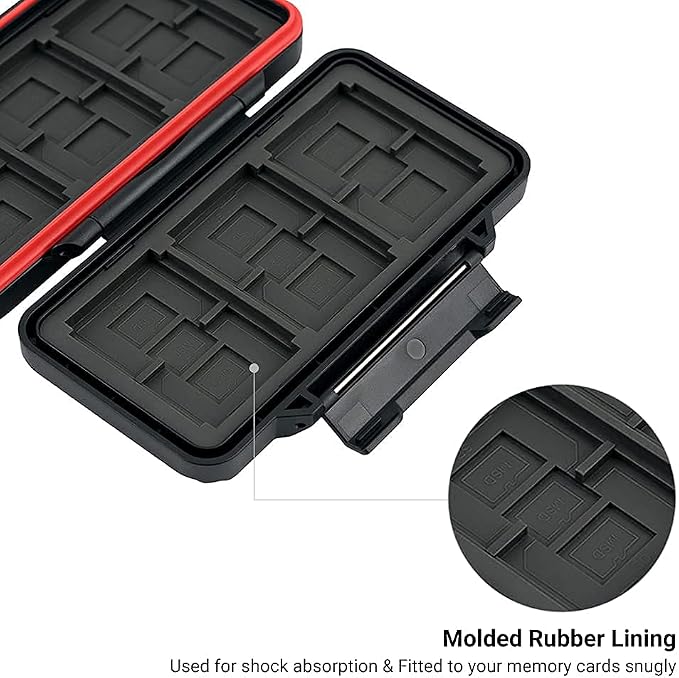 PROfezzion Memory Card Case for 6 CF/Cfast, 12 SD/SDXC/SDHC & 18 Micro SD | 36 Slots Memory Card Holder, Water-Resistant & Anti-Shock, Hard Shell with Rubber Interior, Snap-On Locking & Easy Carrying - Image 4