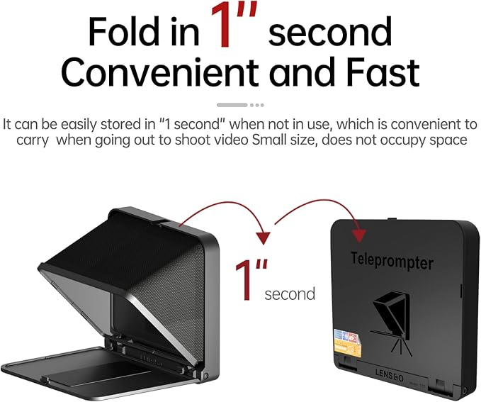 LENSGO 9.7” Teleprompter for Camera iPad Tablet Smartphone w/Remote Control, APP Compatible with iOS & Android System for Online Teaching Vlogger Live Streaming Interview, Fold in One Sec - Image 4