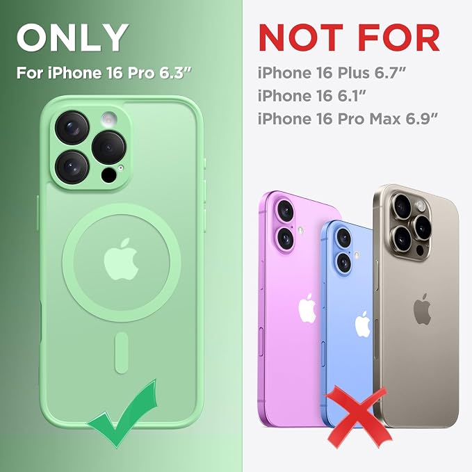 CAPRARO for iPhone 16 Pro Case, Compatible with MagSafe | Upgraded [Full Camera Protection] Protective Translucent Matte Women Girl Magnetic Phone Case Cover, Bamboo Green - Image 2