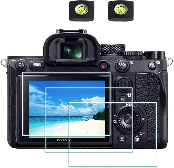 ULBTER Screen Protector for Sony Alpha A7 III A7 II A7III A7II A7R IV-3Pcs | Tempered Glass for A7R III A7R II A7RIV A7RIII A7RII A7R4 A7R3 A7R2 & 2 Hot Shoe Cover 0.3mm 9H Hardness Anti-Bubble by ULBTER