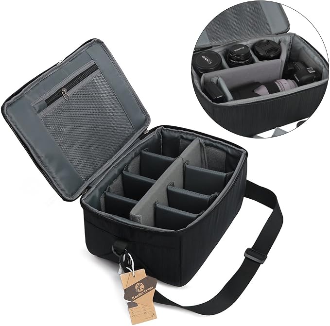 Koolertron Dslr Camera Insert Bag Purse Universal Liner Lens Pouch Partition Protective Cover Waterproof Sleeve for Cannon/Nikon/Sony (Black) - Image 6