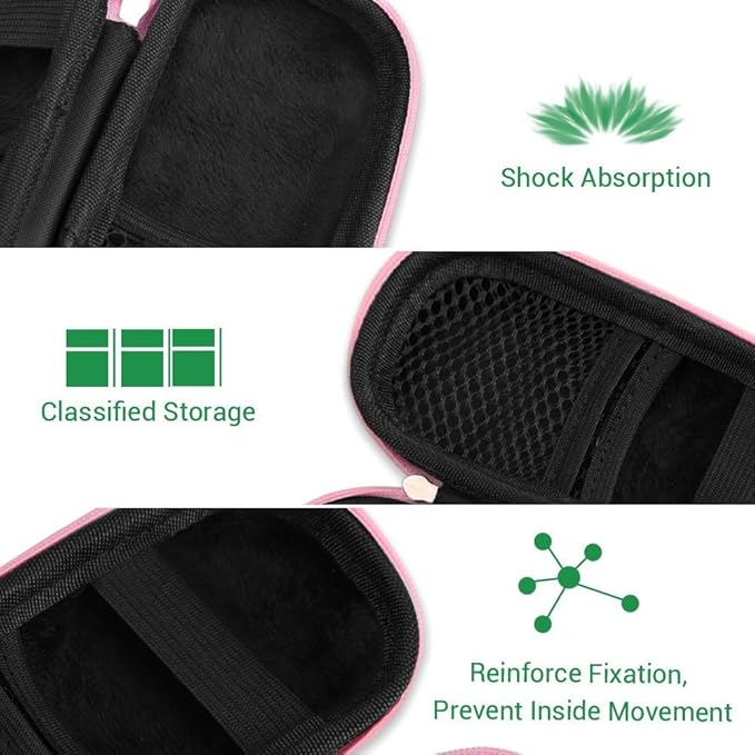 AGPTEK Carrying Case, EVA Zipper Carrying Hard Case Cover for MP3 Players | Storage Holder for Digital Voice Recorders, 3D Printing Pen, USB Cable, Earphones, Memory Cards, U Disk (Pink) - Image 3