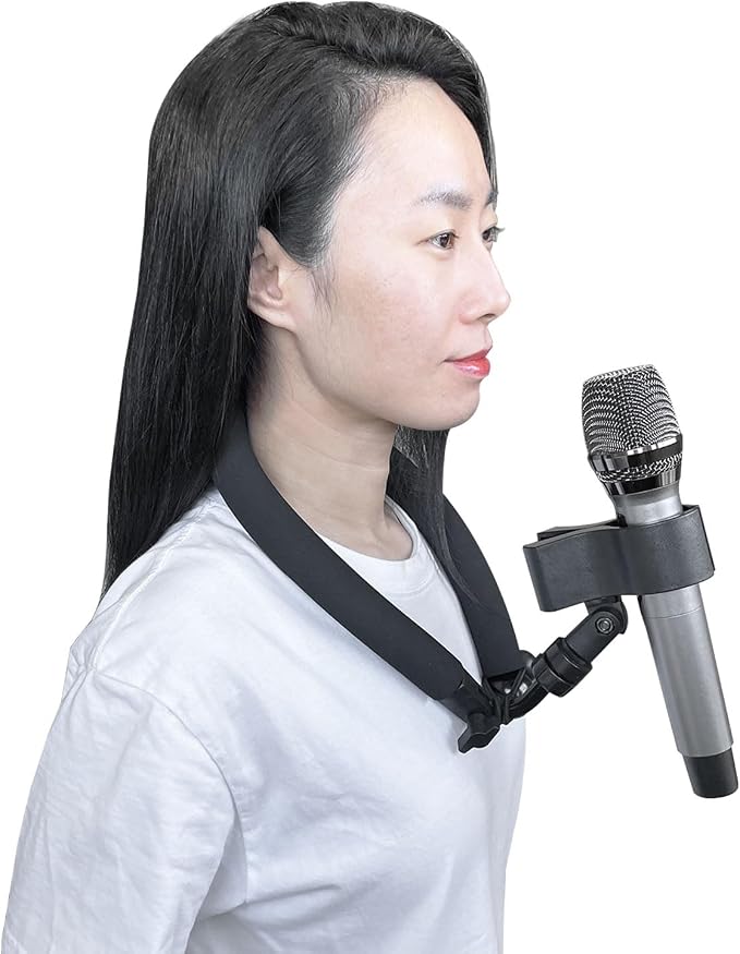Microphone Neck Holder, Hands-Free Microphone Stand for Live Streaming, Hosting, Singing & Dancing, Magic Shows, Public Speaking by Unknown