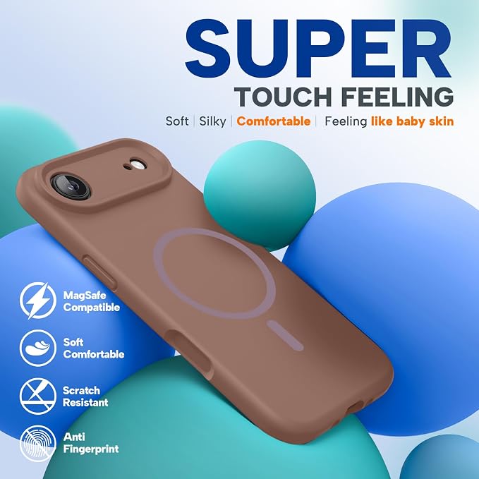 Miracase Magnetic for iPhone Air Case, Silicone, Chocolate | Compatible with MagSafe, Soft Microfiber Lining,Silicone Shockproof Drop Protection Phone Case for 17 Air - Image 6