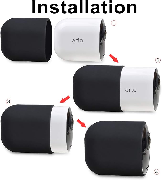 Silicone Case Cover for Arlo Camera, Weatherproof Protective Skin Cover for Arlo Ultra/Ultra 2/Pro 4/Pro 3 Black, 4 Pack - Image 5