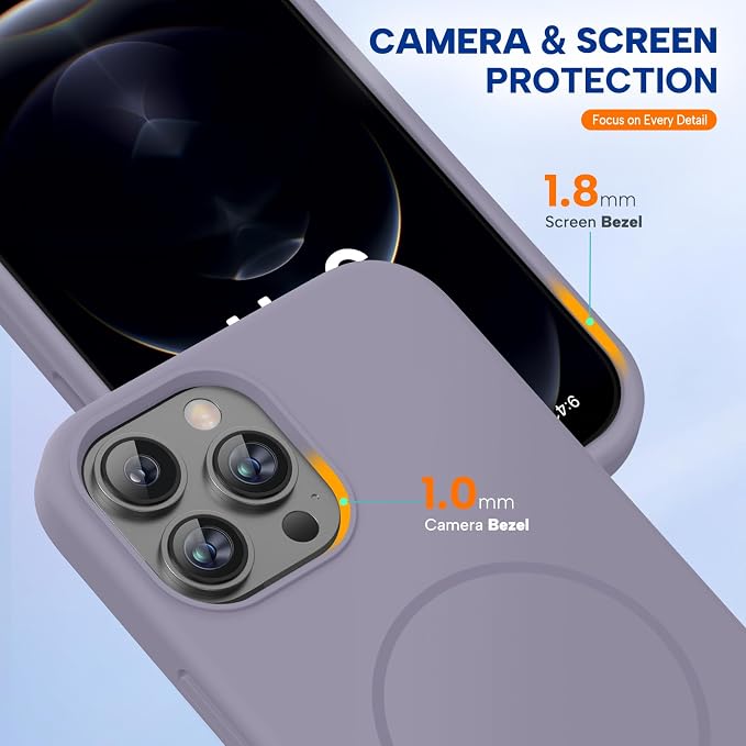 Miracase Silicone & Magnetic for iPhone 12 Pro Max Case, Lavender Gray | Compatible with MagSafe, Soft Microfiber Lining, Premium Silicone Case Shockproof Drop Protection Phone Case for 12 Pro Max - Image 5