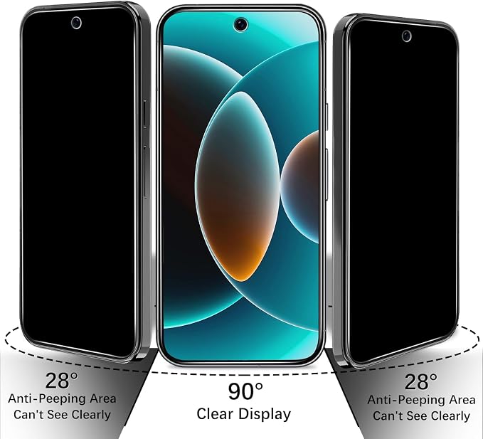 2+2 Pack Privacy Screen Protector for Google Pixel 9 Tempered Glass | with Camera Lens Protector, Anti Spy, Fingerprint ID Compatible, Anti Scratch - Image 3