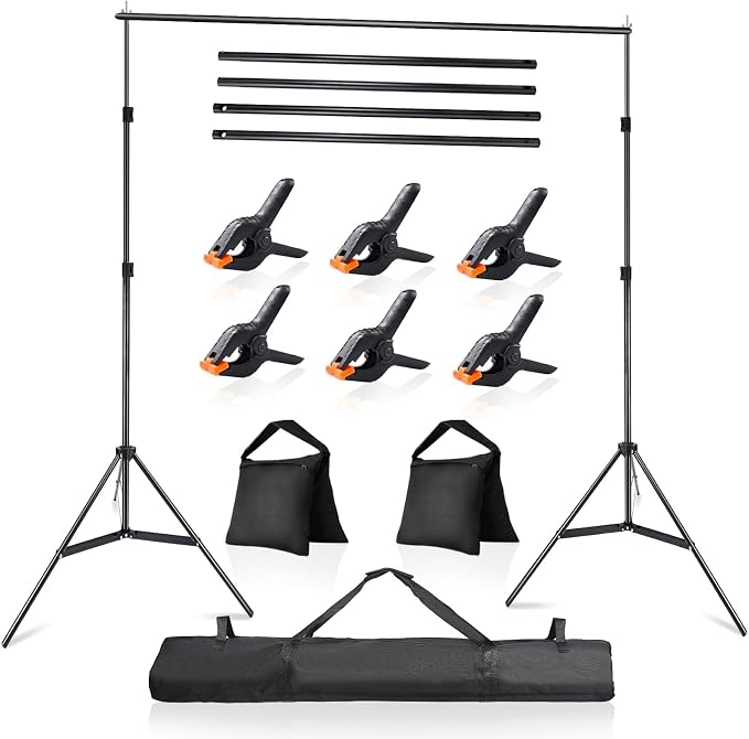 Photo Video Studio 10x7Ft (WxH) Adjustable Background Stand Backdrop Support System Kit with Carry Bag by LDGHO